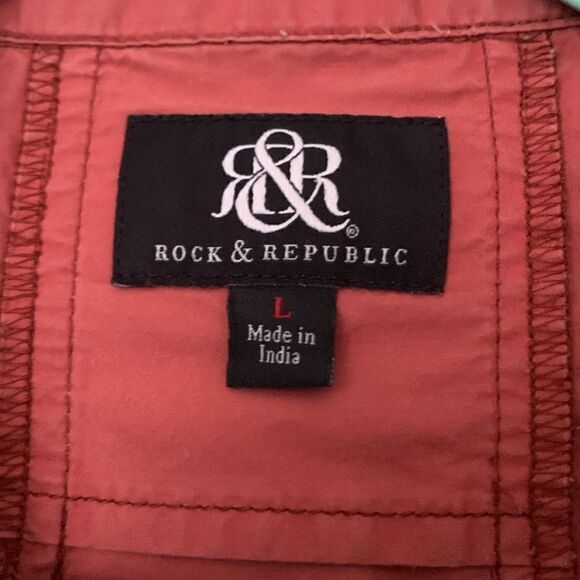 Rock Republic Cotton Short Sleeve Button Down Shirt Men’s Size L - Picture 8 of 9